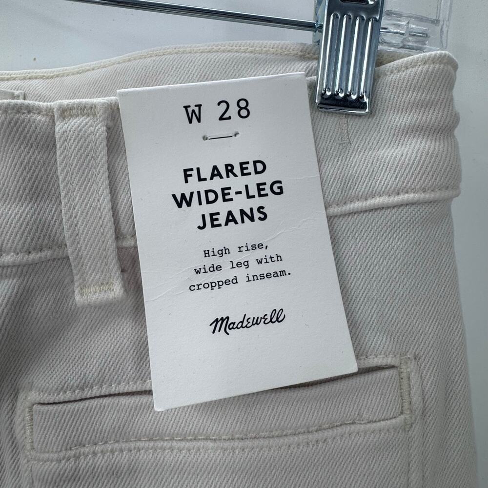 Madewell Flared Wide-Leg Cropped Jeans High Rise Vintage Ivory Size 28 NWT - Picture 12 of 14